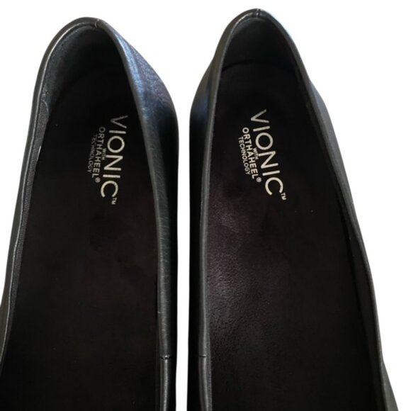 Vionic Lydia Black Leather Bow Wedge 10 - Picture 6 of 7